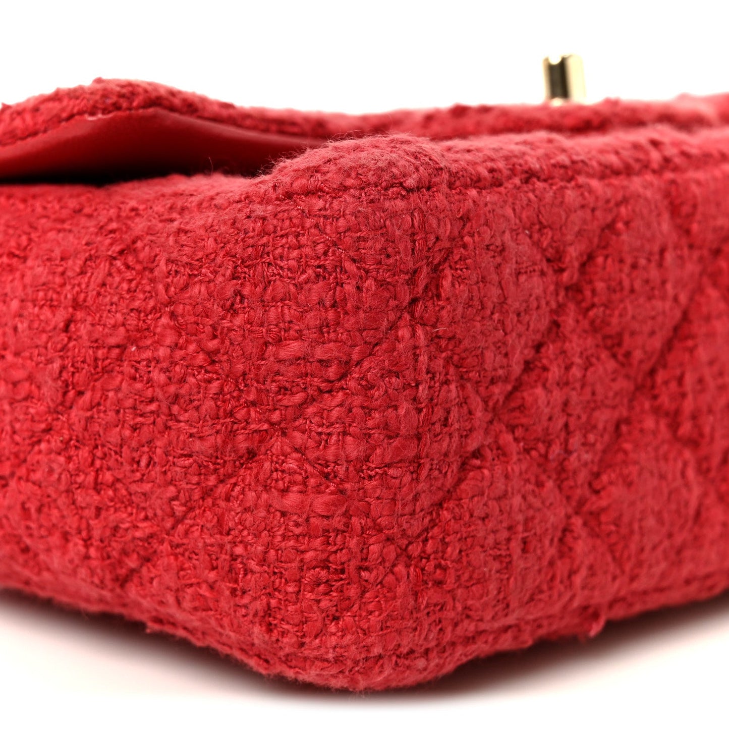 Tweed Quilted Mini Rectangular Flap Red