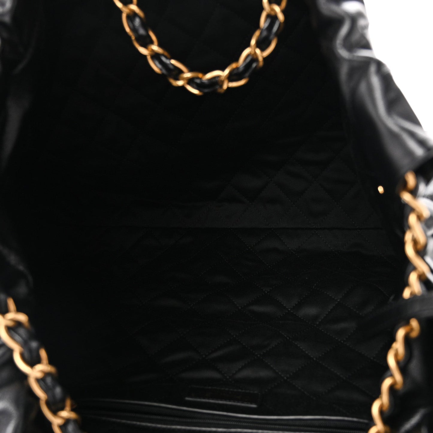 Shiny Calfskin Quilted Large Chanel 22 East West  Black