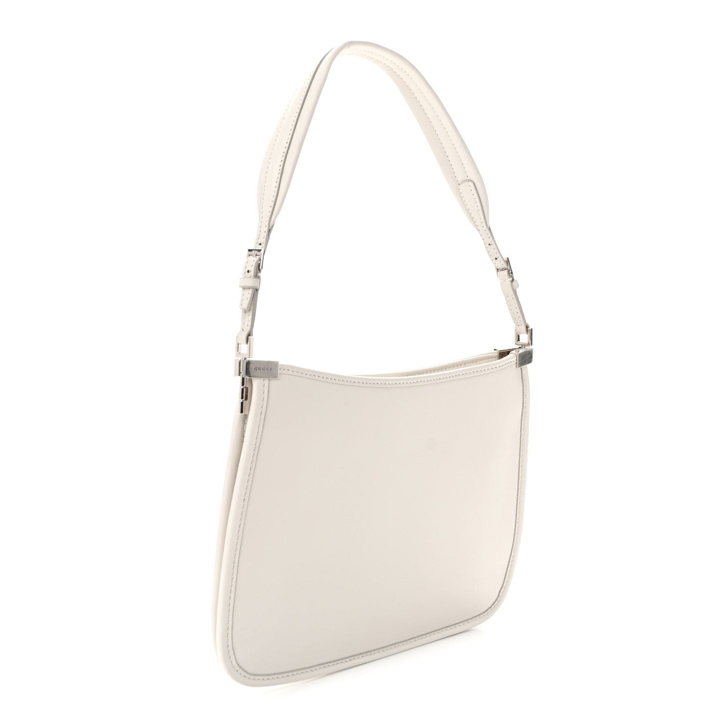 Calfskin Horsebit Slim Shoulder Bag White