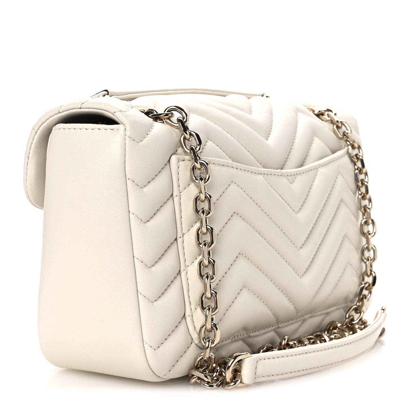 Lambskin Matelasse Medium GG Marmont Shoulder Bag White