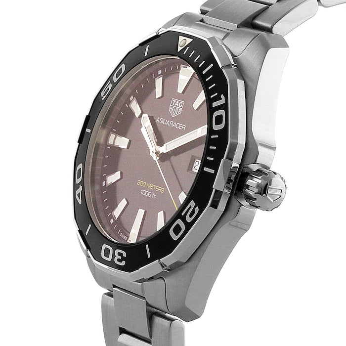 Tag Heuer Aquaracer Quartz Black Dial Silver Steel Strap Watch for Men - WAY101A.BA0746