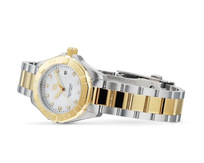 Tag Heuer Aquaracer Diamonds Mother of Pearl Dial Two Tone Steel Strap Watch for Men - WBD1422.BB0321