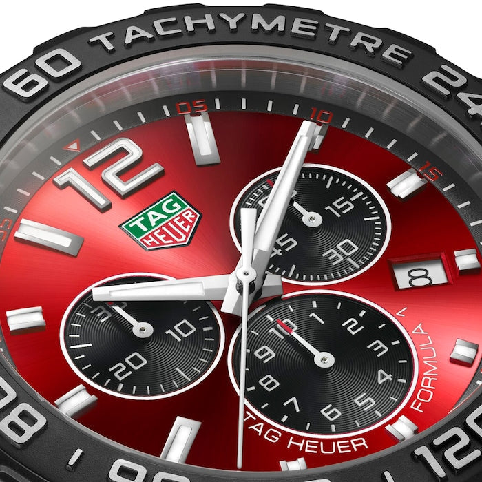 Tag Heuer Formula 1 Chronograph Red Dial Red Rubber Strap Watch for Men - CAZ101AN.FT8055