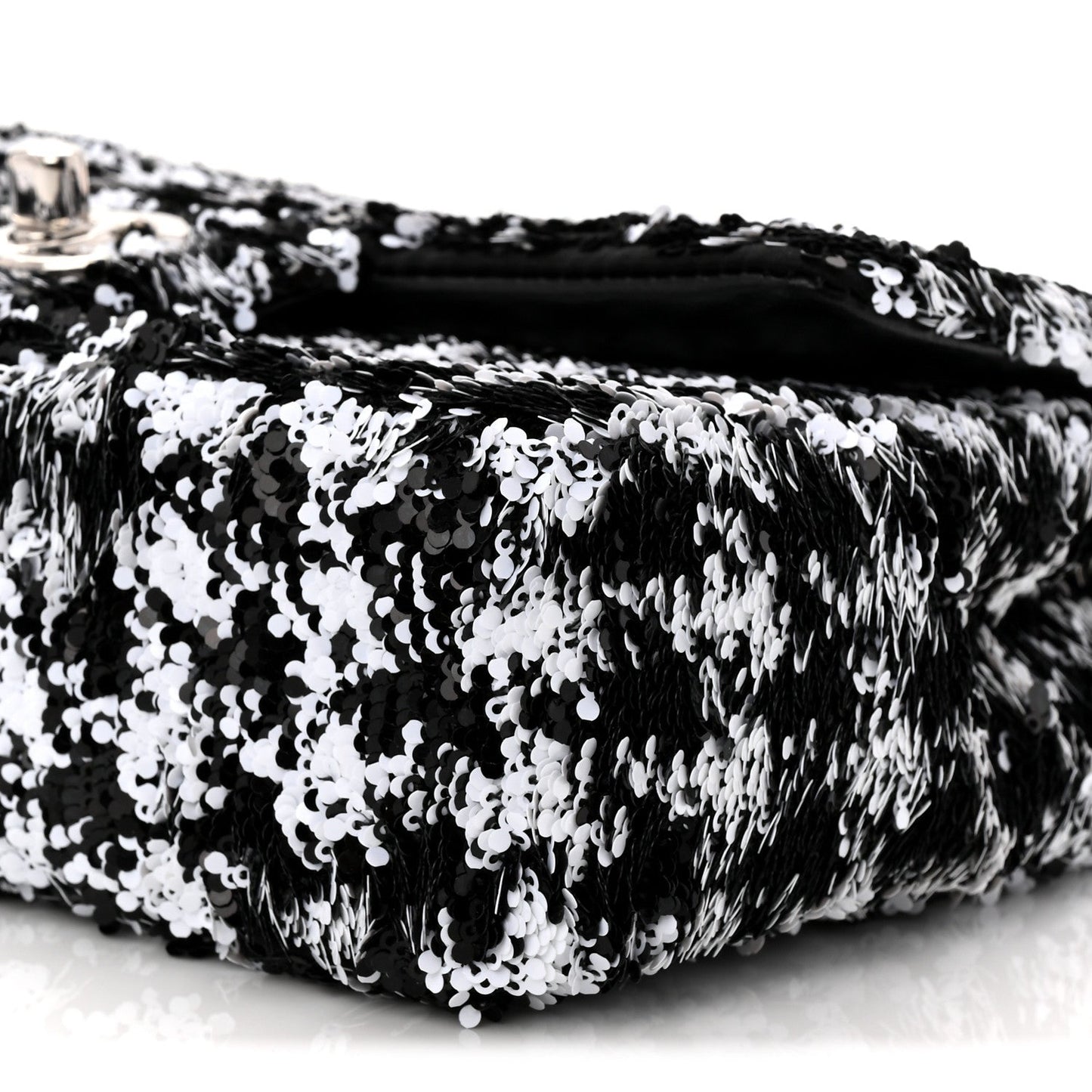 Sequin Houndstooth Small Flap Black White