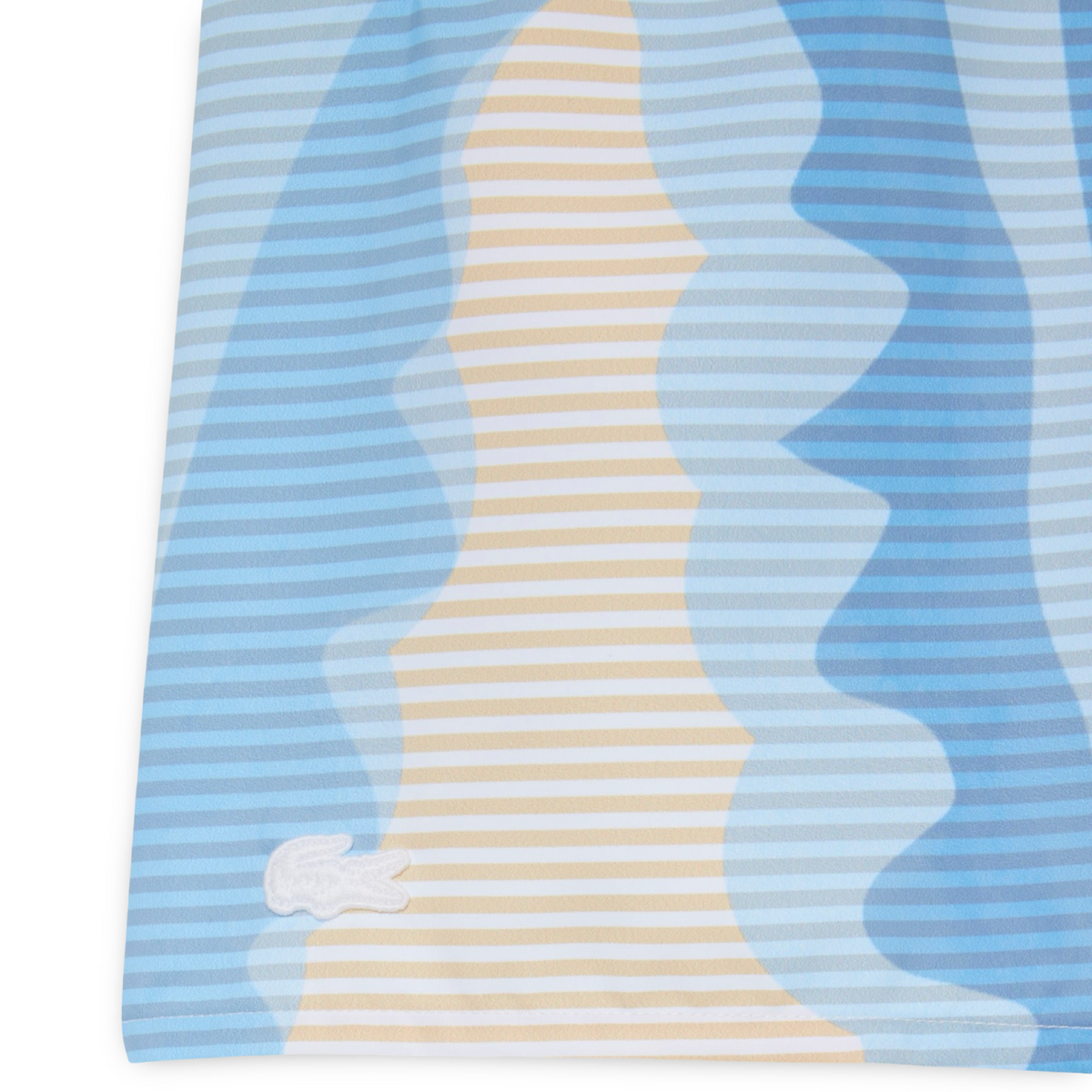 Lacoste  MID LENGHT STRIPED TRUNKS SWIMWEAR Short Men’s -WHITE-BEIGE-LIGHT BLUE-3IY