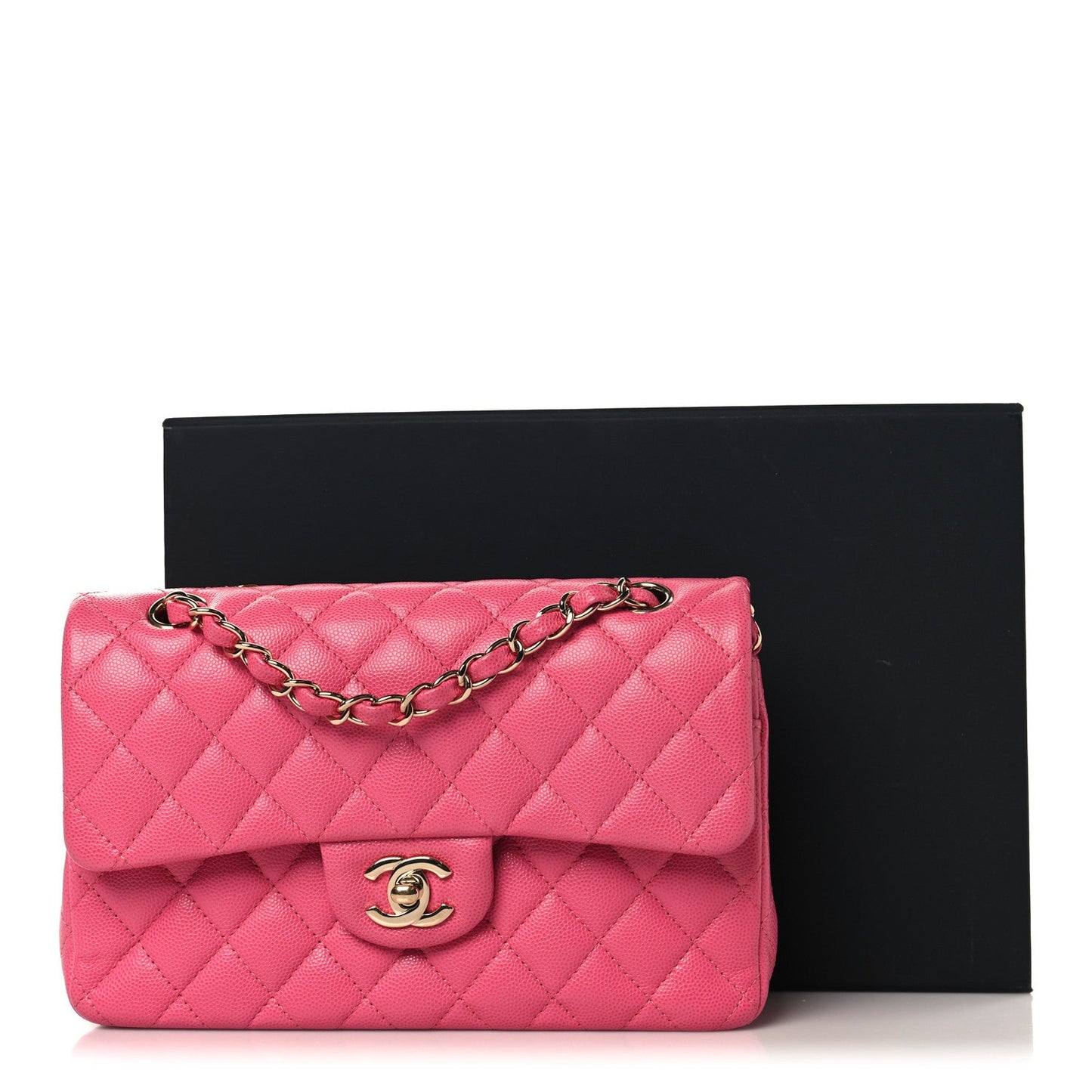 Caviar Quilted Small Double Flap Pink