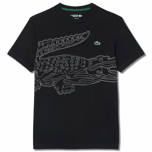 LACOSTE BIG CROCODILE PRINTED  CREW NECK T-SHIRT Men’s -BLACK