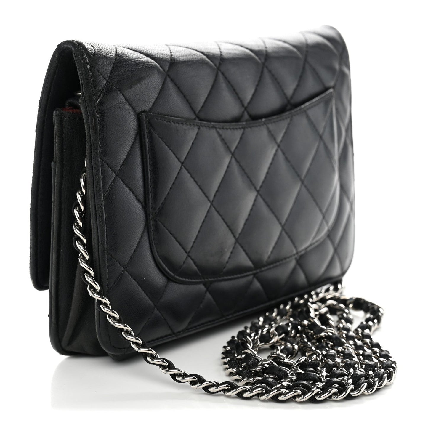 Lambskin Quilted Wallet On Chain WOC Black