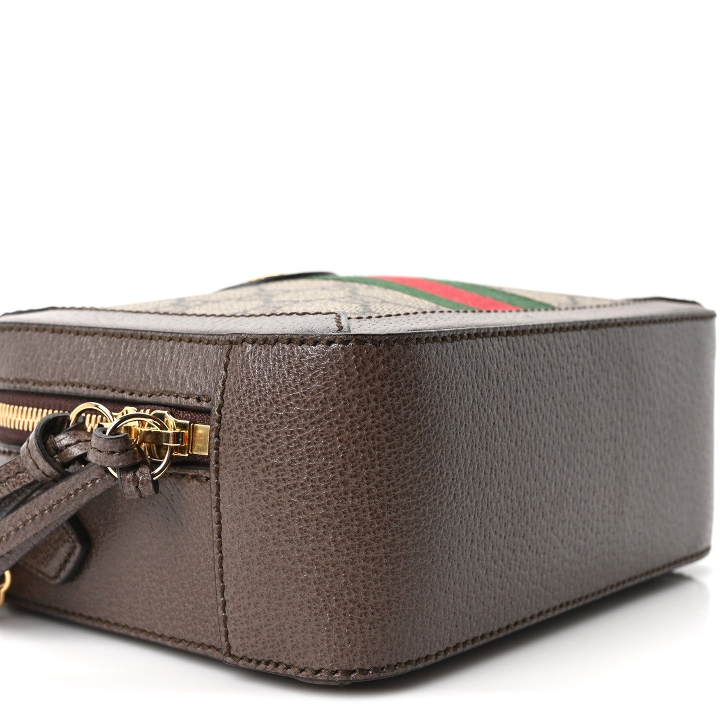 GG Supreme Monogram Mini Ophidia Top Handle Shoulder Bag Brown