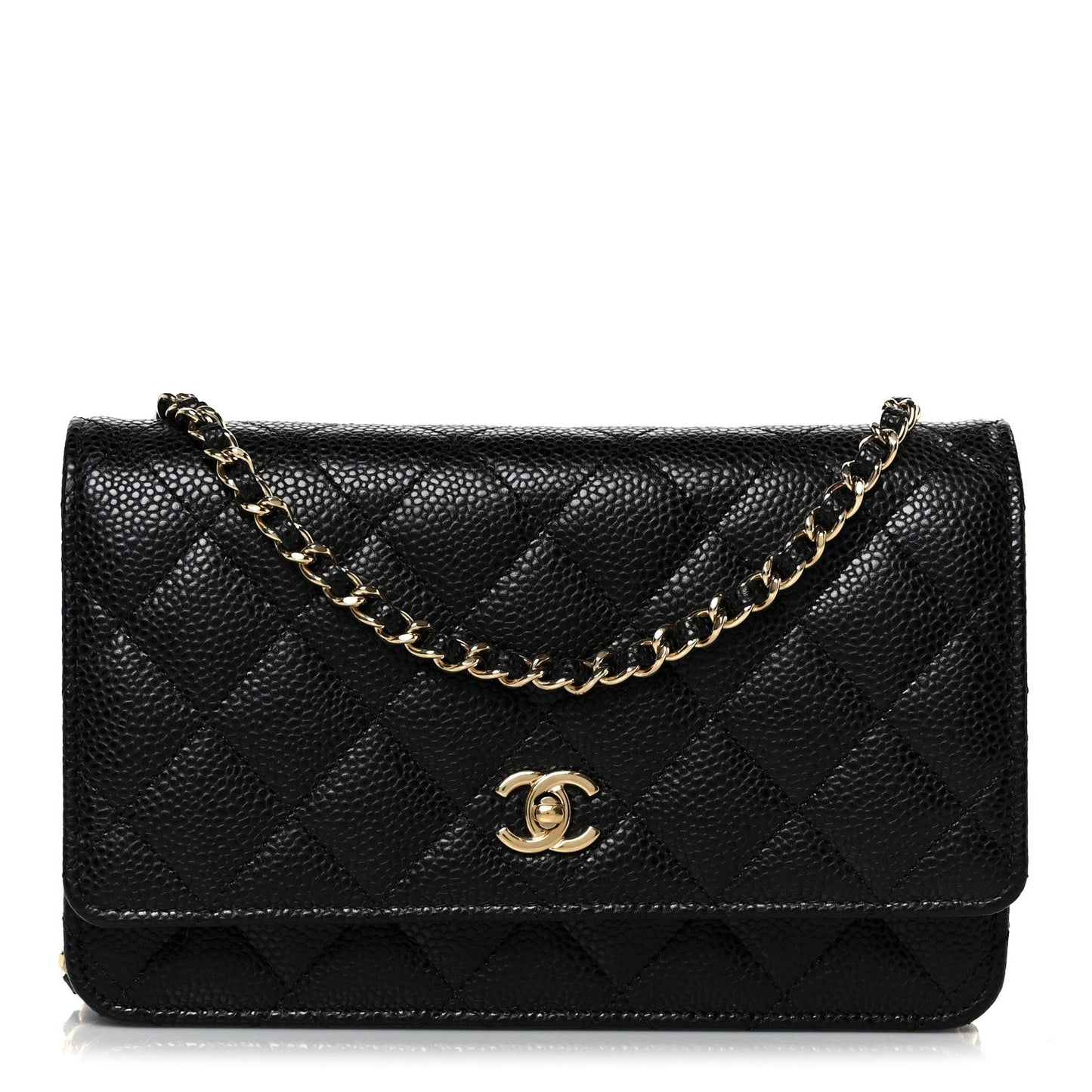 Caviar Quilted CC Turnlock Wallet On Chain WOC Black