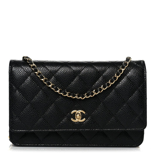 Caviar Quilted CC Turnlock Wallet On Chain WOC Black