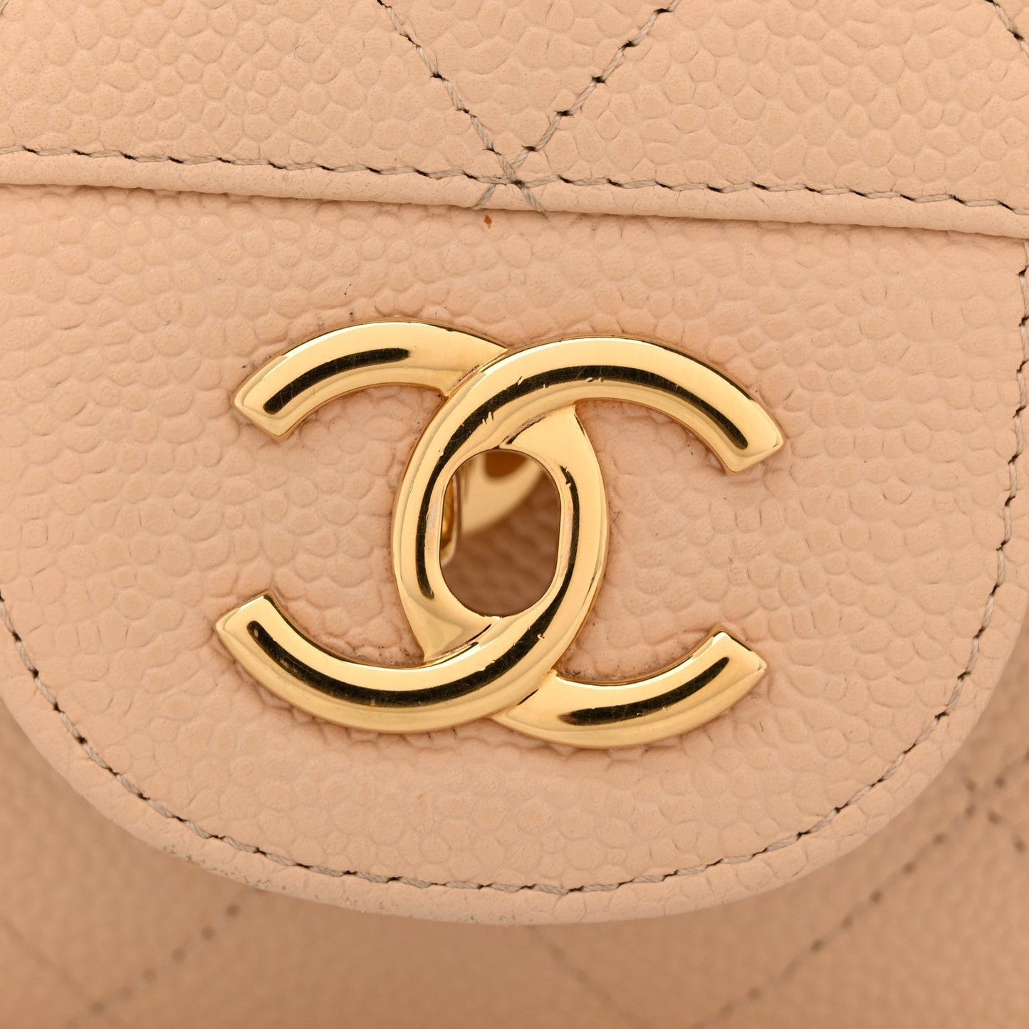 Caviar Quilted Jumbo Double Flap Beige Clair