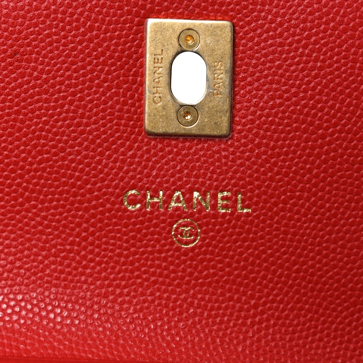 Caviar Quilted Chain Handle Round Phone Holder Red