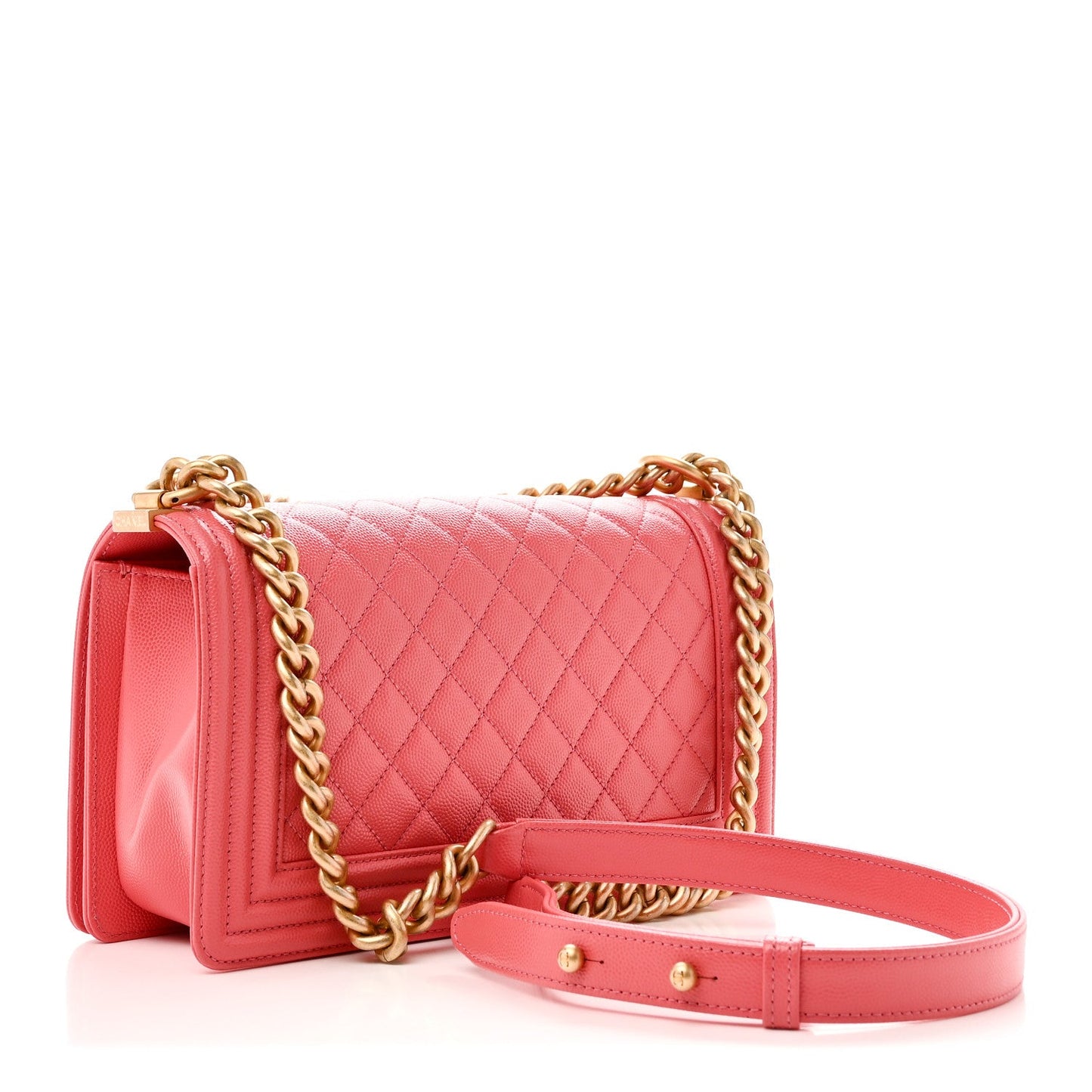 Caviar Quilted Medium Boy Flap Coral