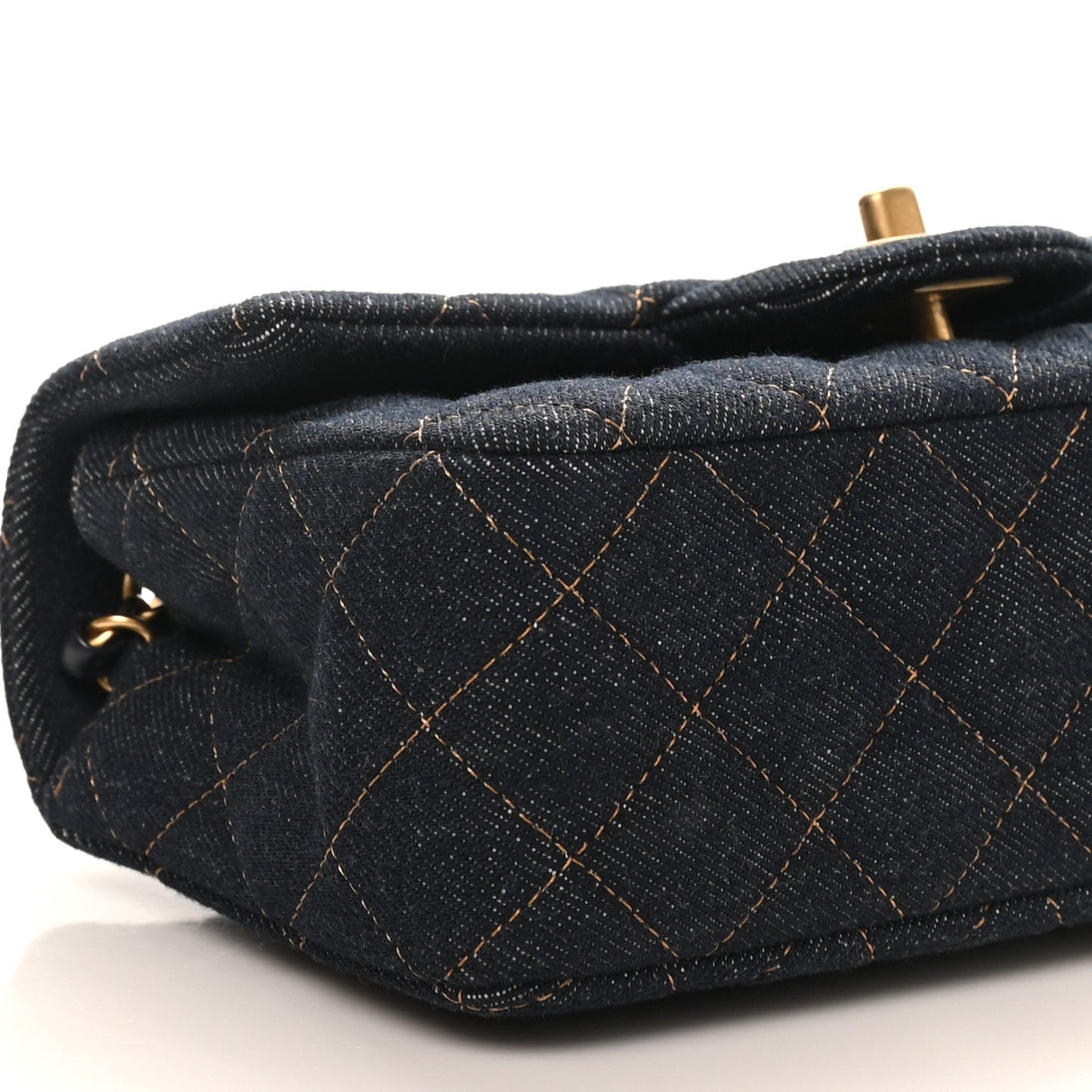 Denim Quilted Mini Rectangular Flap Dark Blue