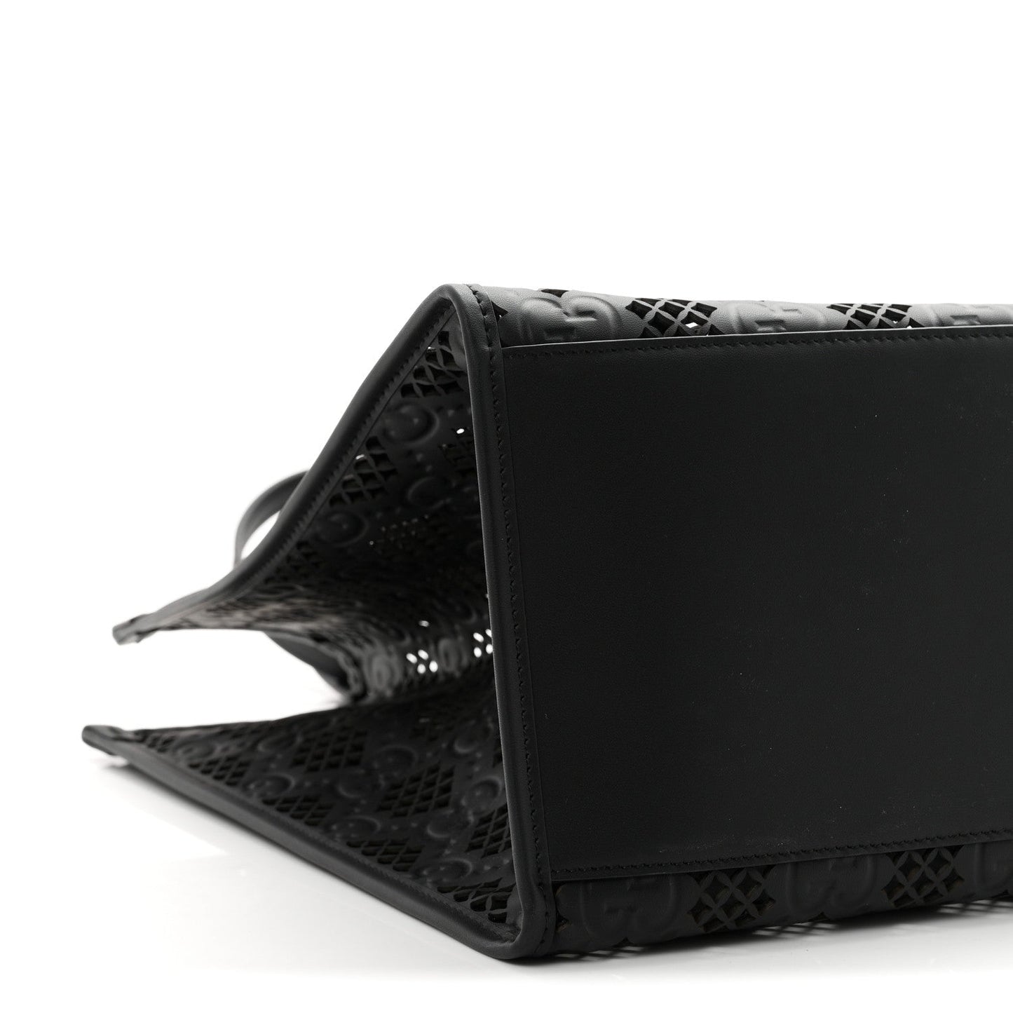 Calfskin GG Monogram Diamond Cut Medium Ophidia Tote Bag Black