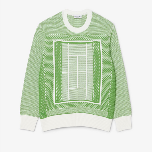 LACOSTE TENNIS COURT GRAPHIC SWEATER -Men’s-GREEN -NPA/WHITE