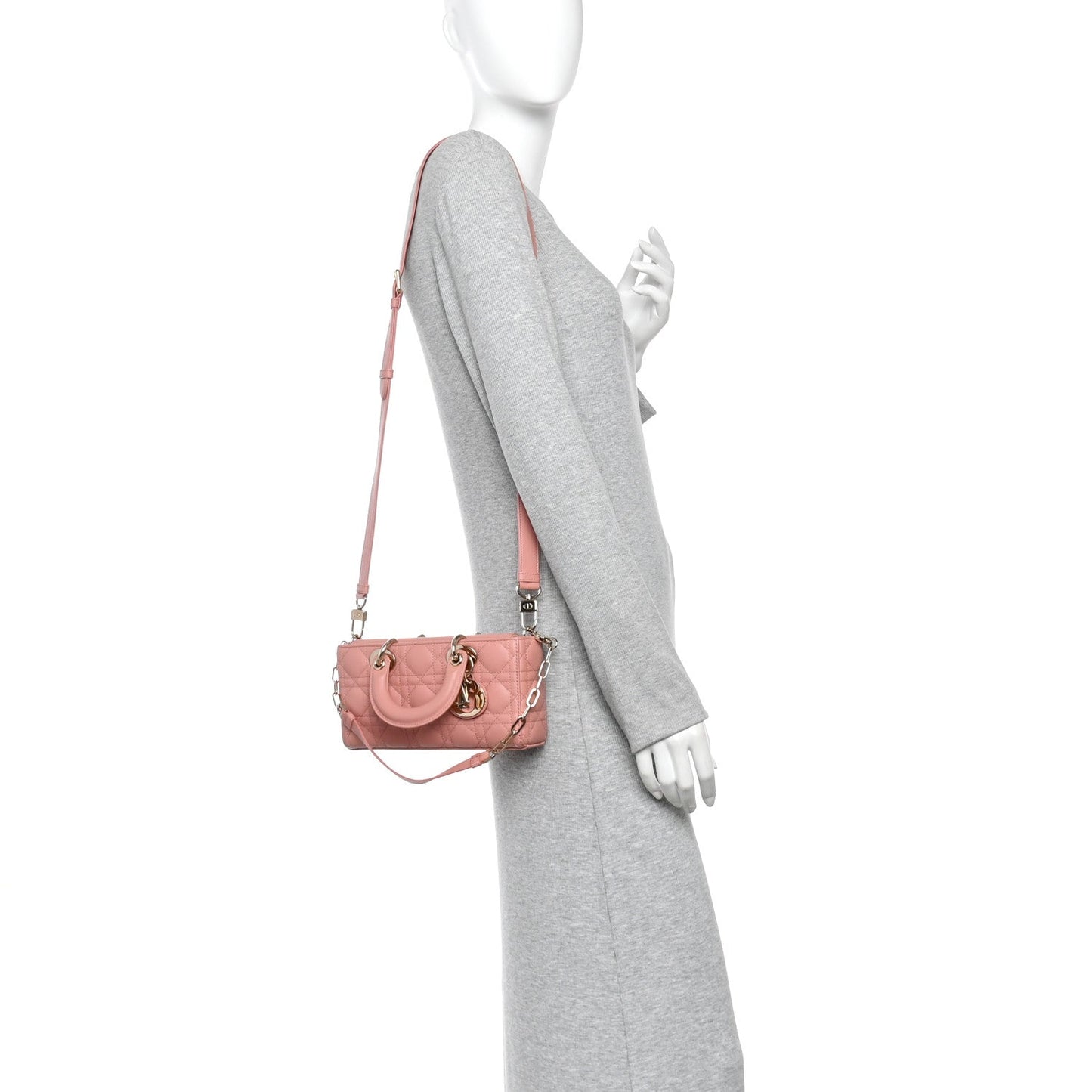 Lambskin Cannage Small Lady D-Joy Light Pink