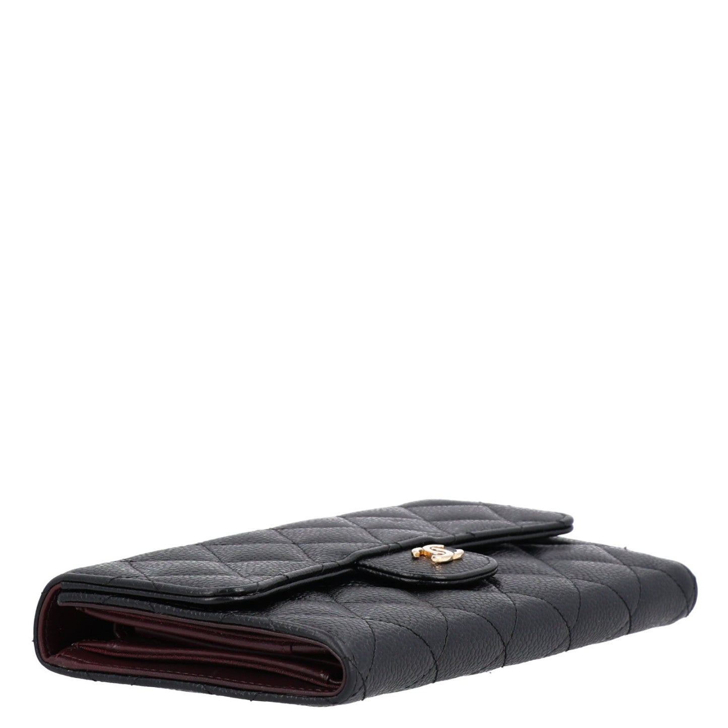 Caviar Quilted Large Flap Wallet Black