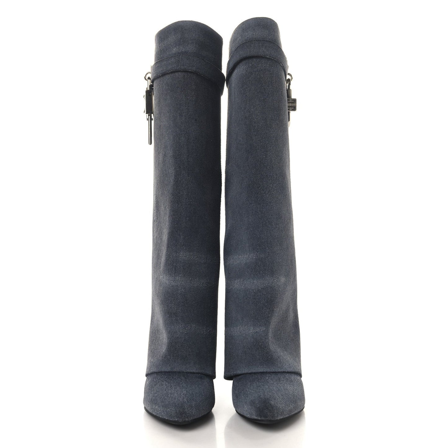 Washed Denim Shark Lock Pant Boots 38 Black
