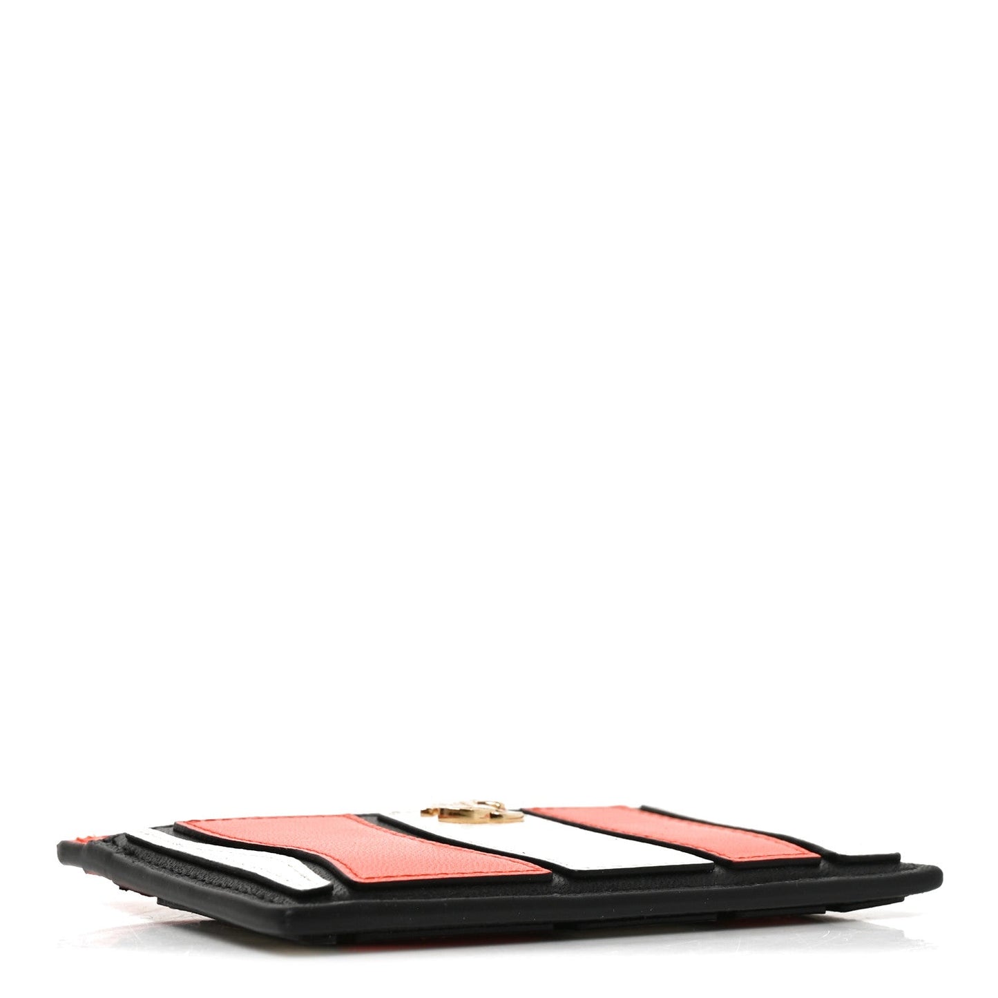 Lambskin Coco Beach Card Holder Orange White Black