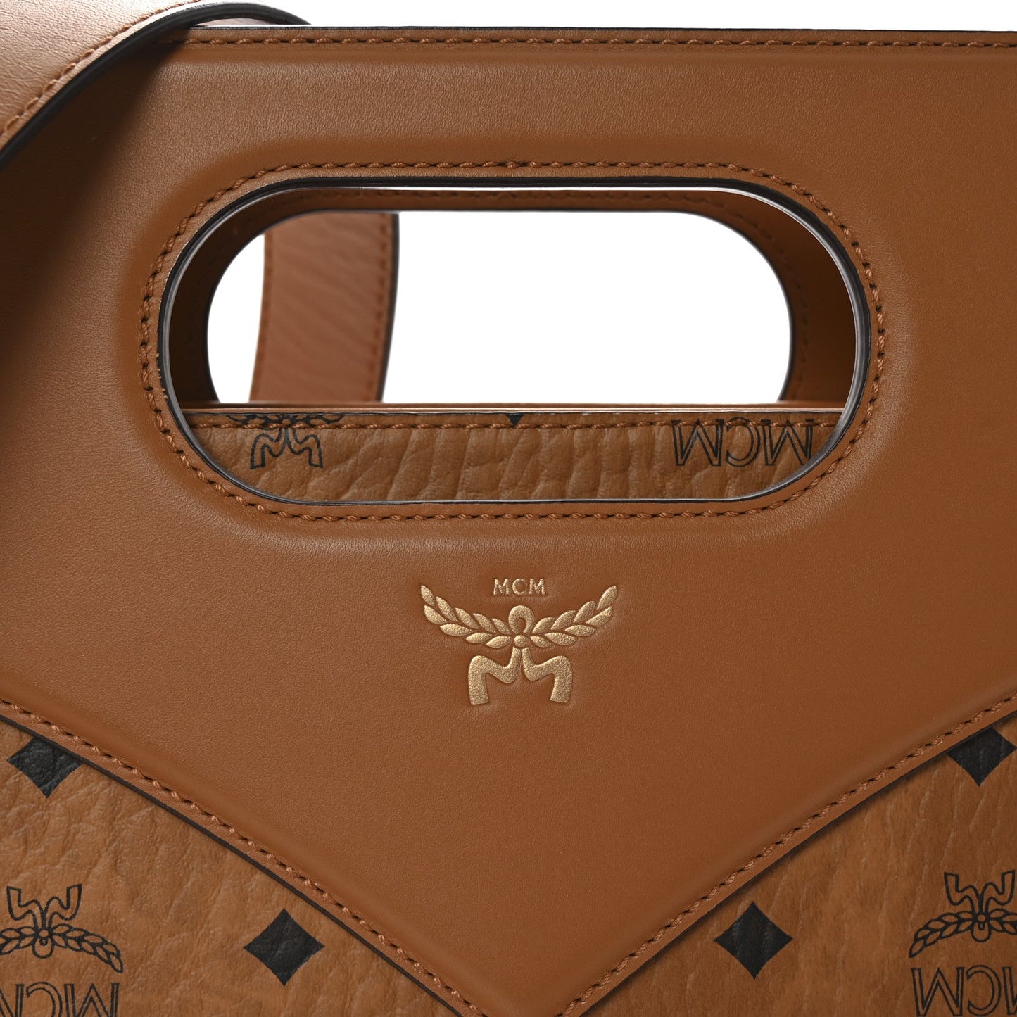 Visetos Calfskin Medium Diamond Tote Cognac