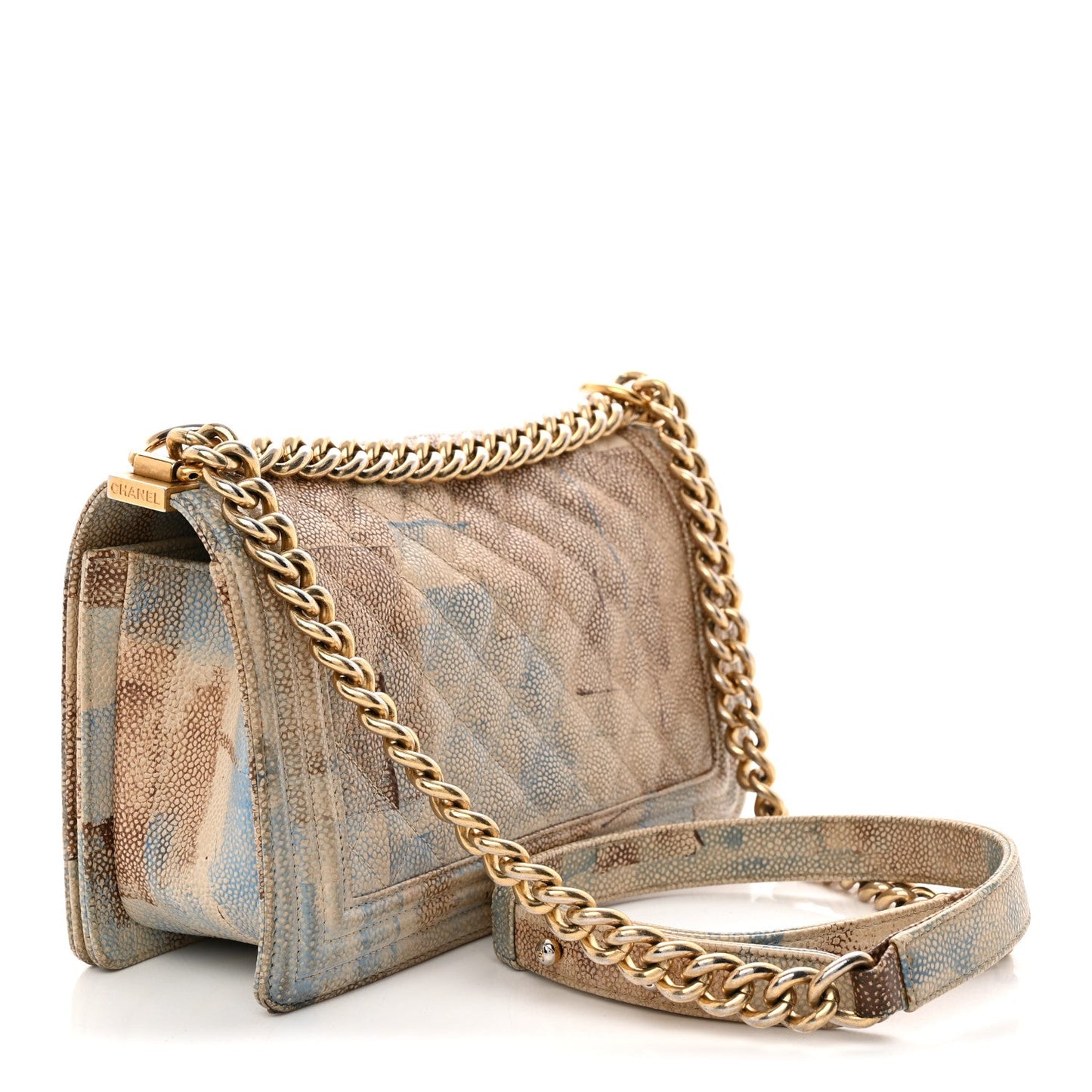 Painted Caviar Quilted Medium Boy In Cuba Flap Blue