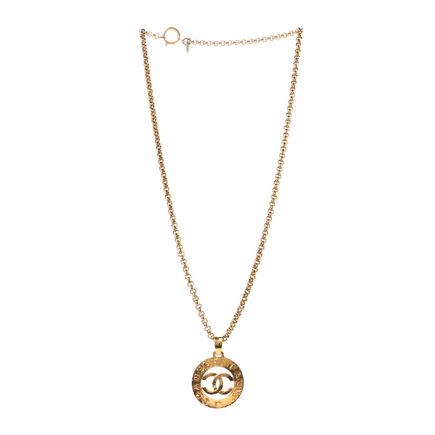 CC Chain Pendant Long Necklace Gold