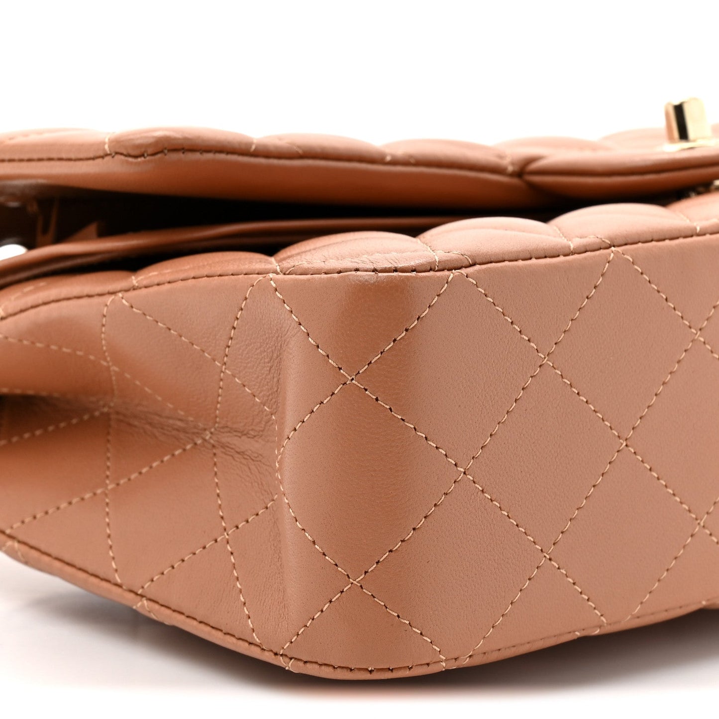 Lambskin Quilted Medium Double Flap Brown