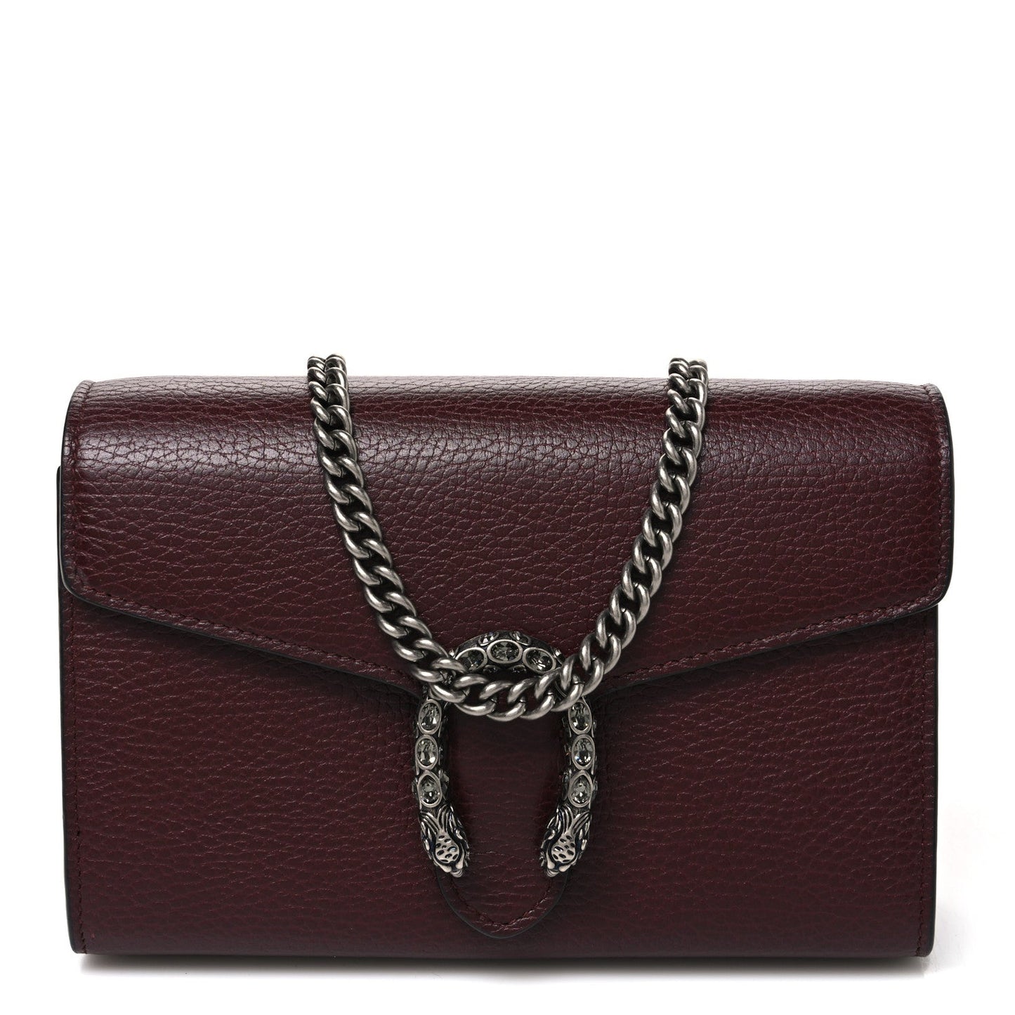 Dollar Calfskin Crystal Mini Dionysus Chain Wallet Vintage Bordeaux