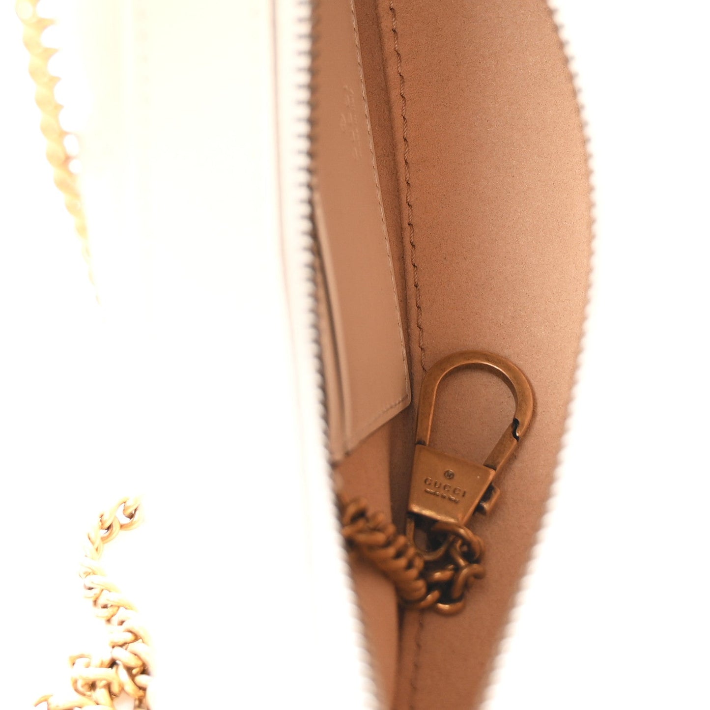 Calfskin Matelasse Chevron Mini GG Marmont Half Moon Hobo Mystic White