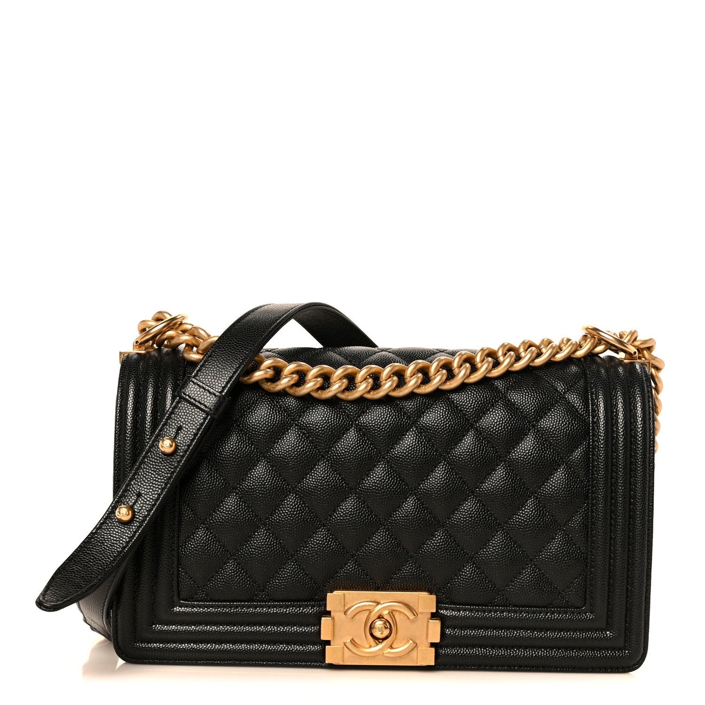 Caviar Quilted Medium Boy Flap Black