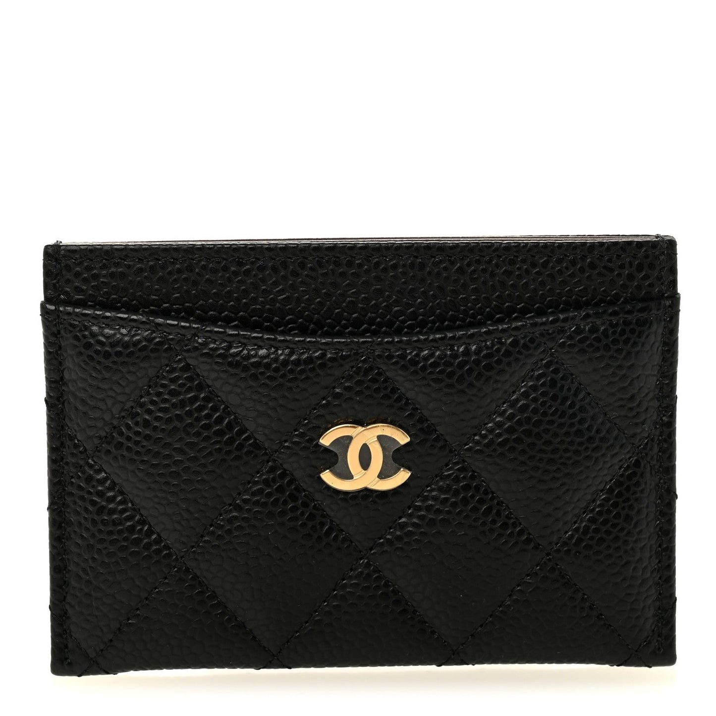 Caviar Quilted Card Holder Black