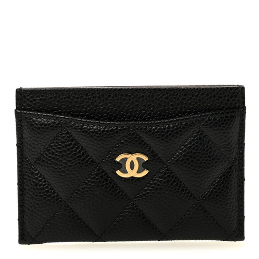 Caviar Quilted Card Holder Black
