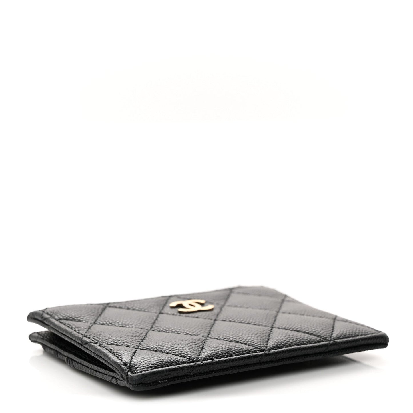 Caviar Quilted CC Zip Card Holder Black