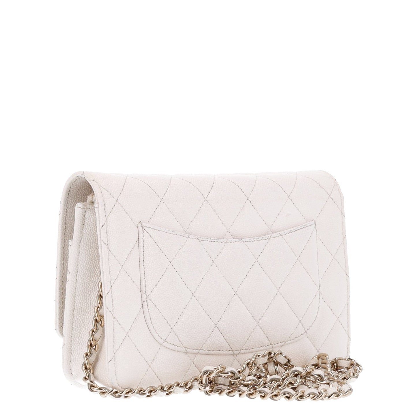 Caviar Quilted Wallet On Chain WOC White