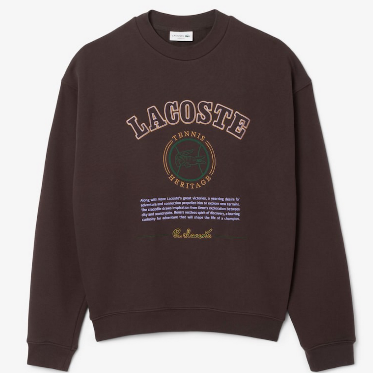 LACOSTE LOOSE-FIT HERITAGE EMBROIDERY FLEECE SWEATSHIRT -Men’s-BROWN-SKB