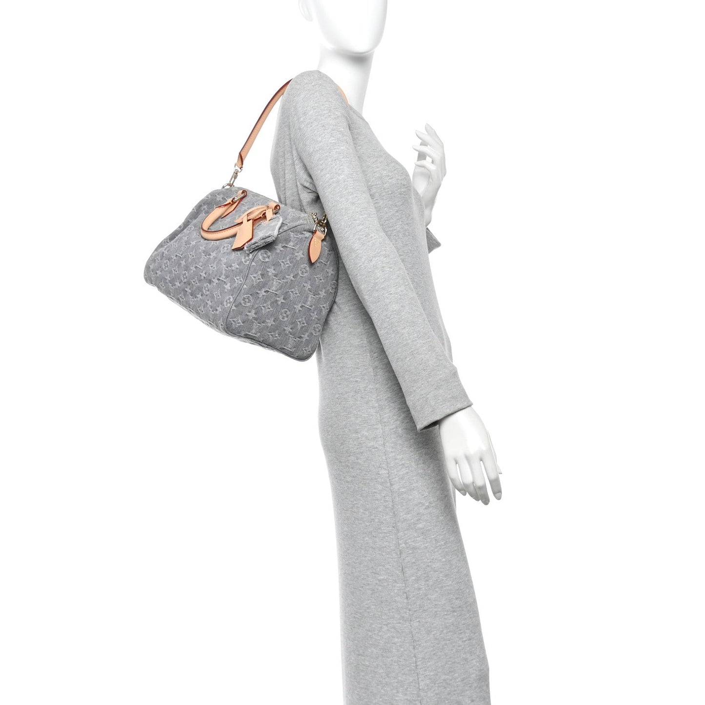 Monogram Denim Speedy Soft 30 Washed Gray