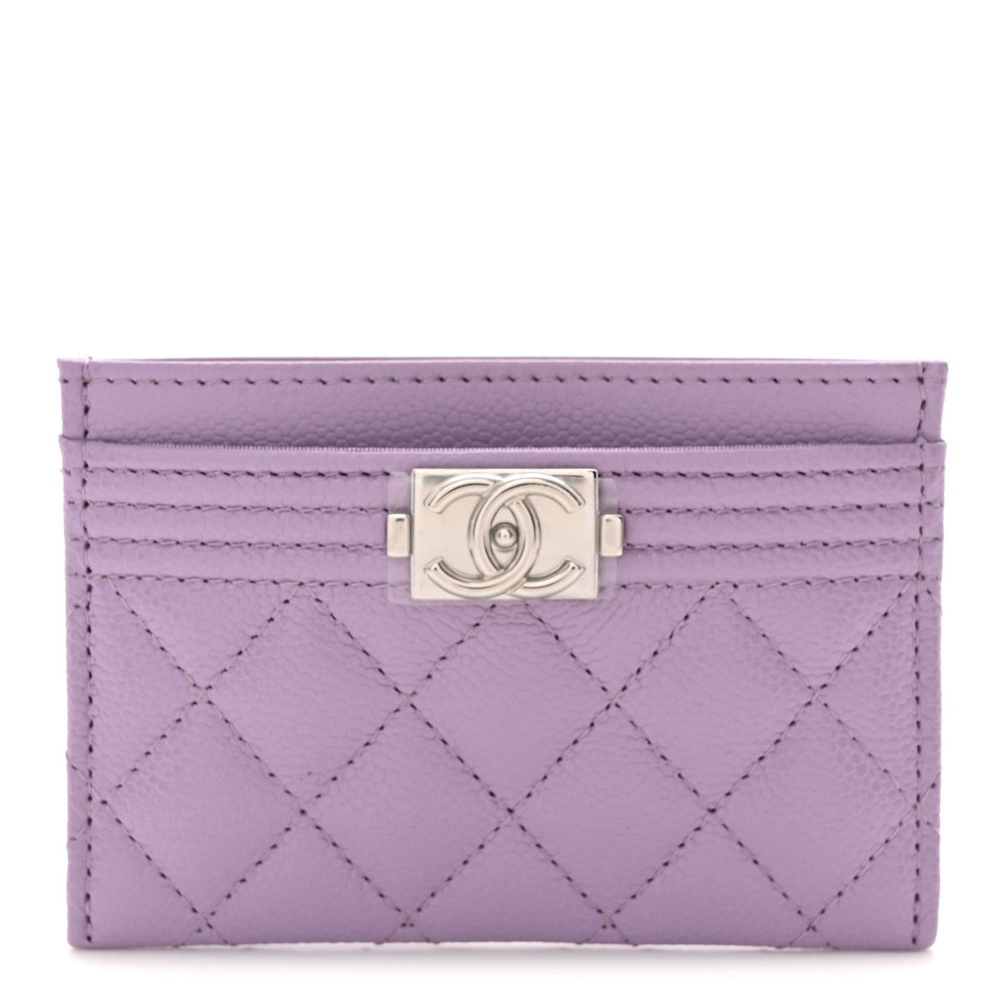 Caviar Quilted Boy Card Holder Light Purple