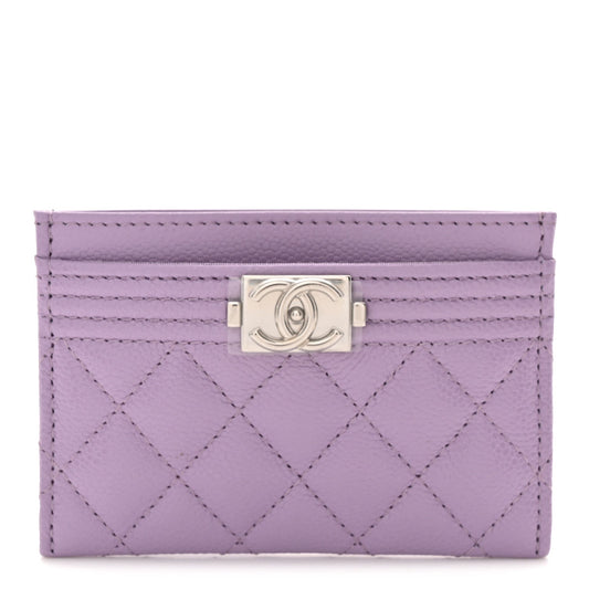 Caviar Quilted Boy Card Holder Light Purple