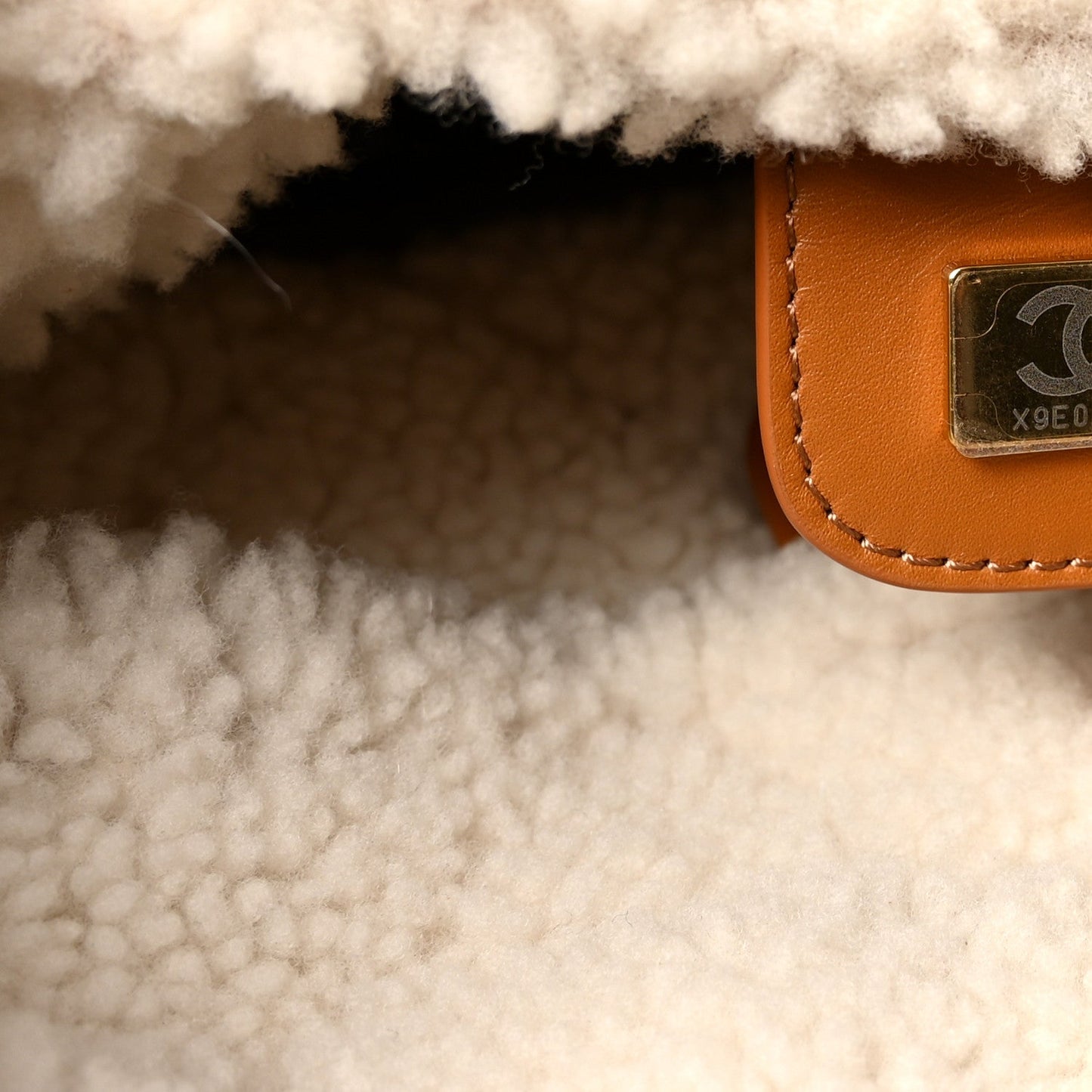 Suede Shearling Quilted Small Chanel 22 Brown White