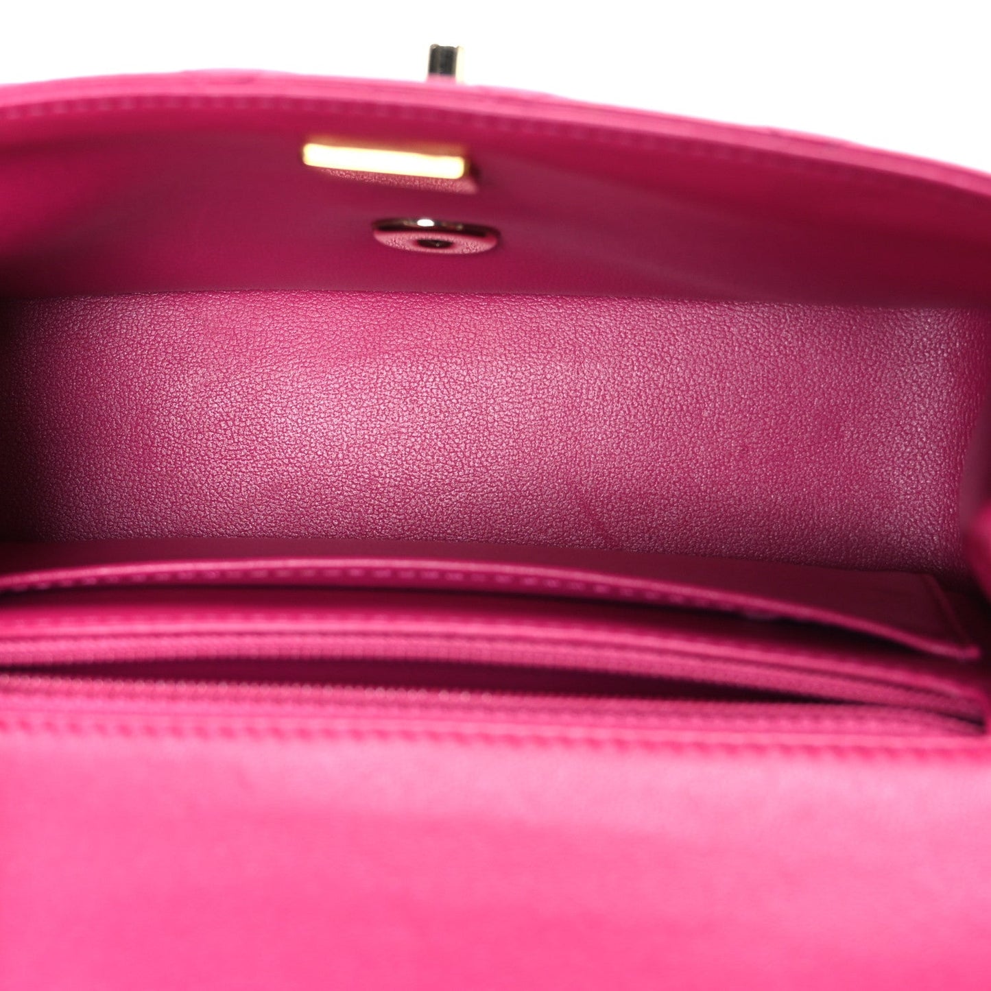 Lambskin Quilted Mini Crystal Top Handle Rectangular Flap Dark Pink