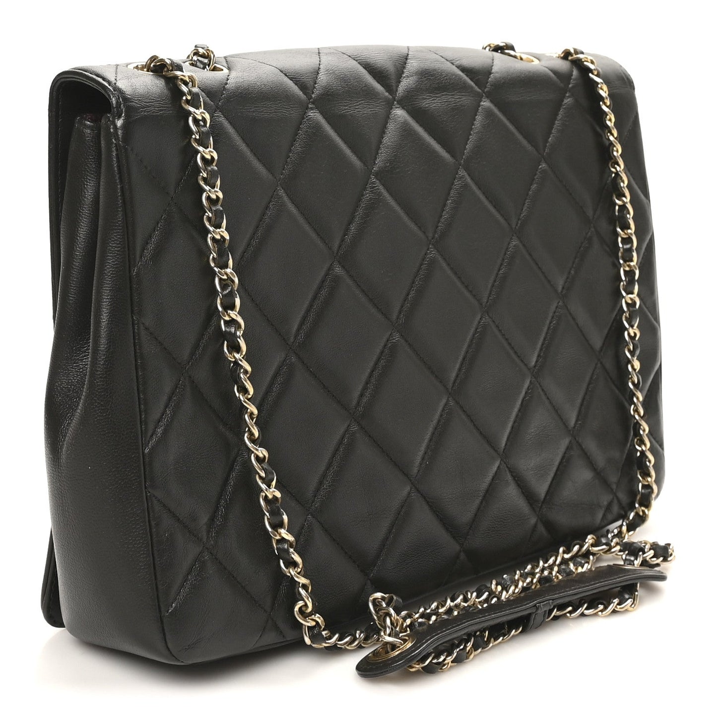 Lambskin Quilted Large Diamond CC Flap Black