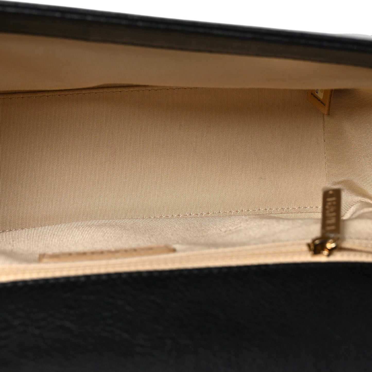 Grained Calfskin Quilted Large Label Click Flap Bag Black
