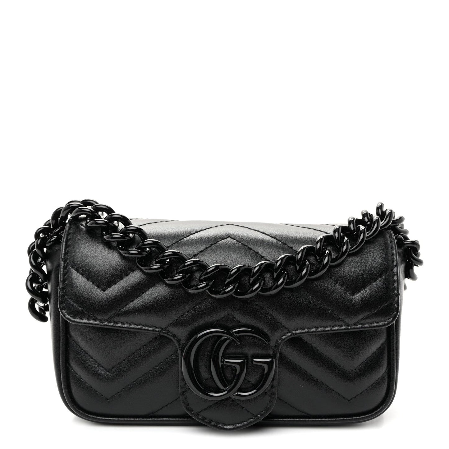 Calfskin Matelasse Monochrome GG Marmont Chain Belt Bag Black