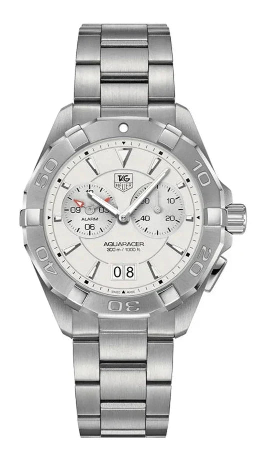 Tag Heuer Aquaracer Chronograph White Dial Silver Steel Strap Watch for Men - WAY111Y.BA0928