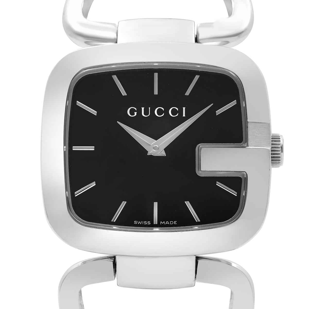 Gucci G Gucci Black Dial Silver Steel Strap Watch For Women - YA125407