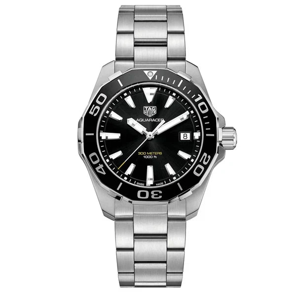 Tag Heuer Aquaracer Black Dial Silver Steel Strap Watch for Men - WAY111A.BA0928