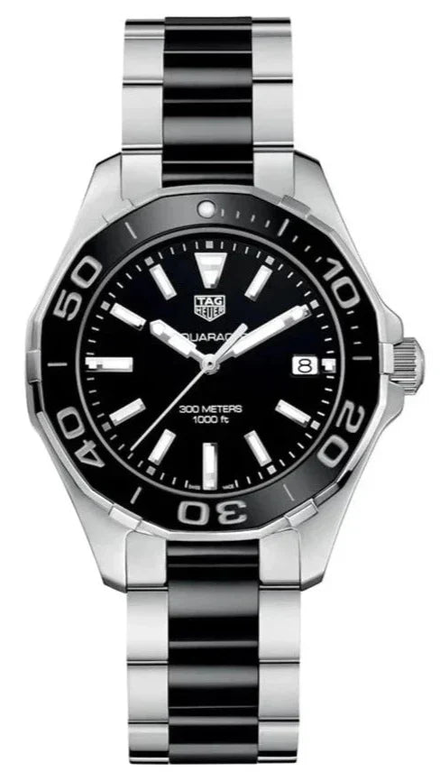Tag Heuer Aquaracer Quartz Black Dial Two Tone Steel Strap Watch for Men - WAY131A.BA0913