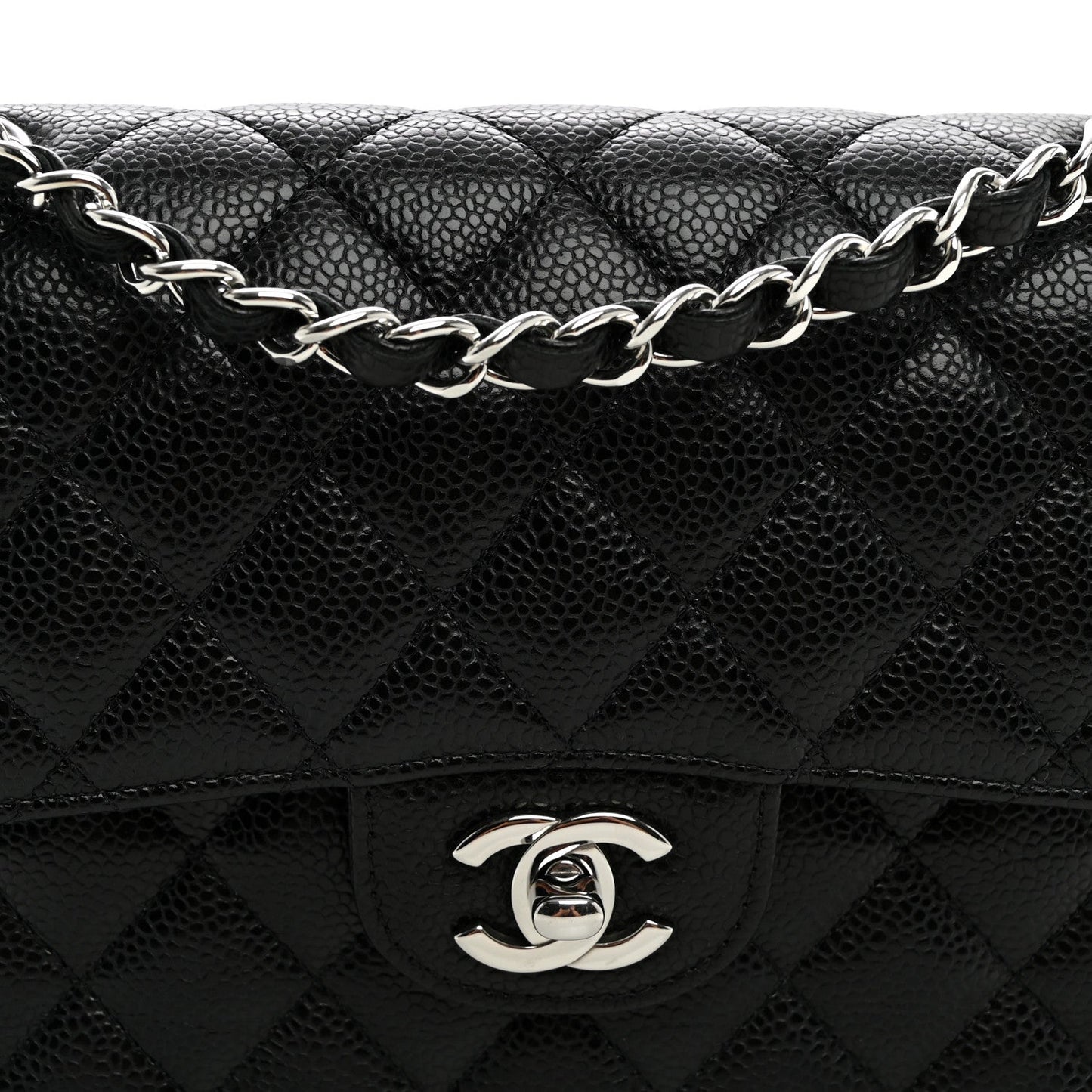 Caviar Quilted Small Double Flap Black